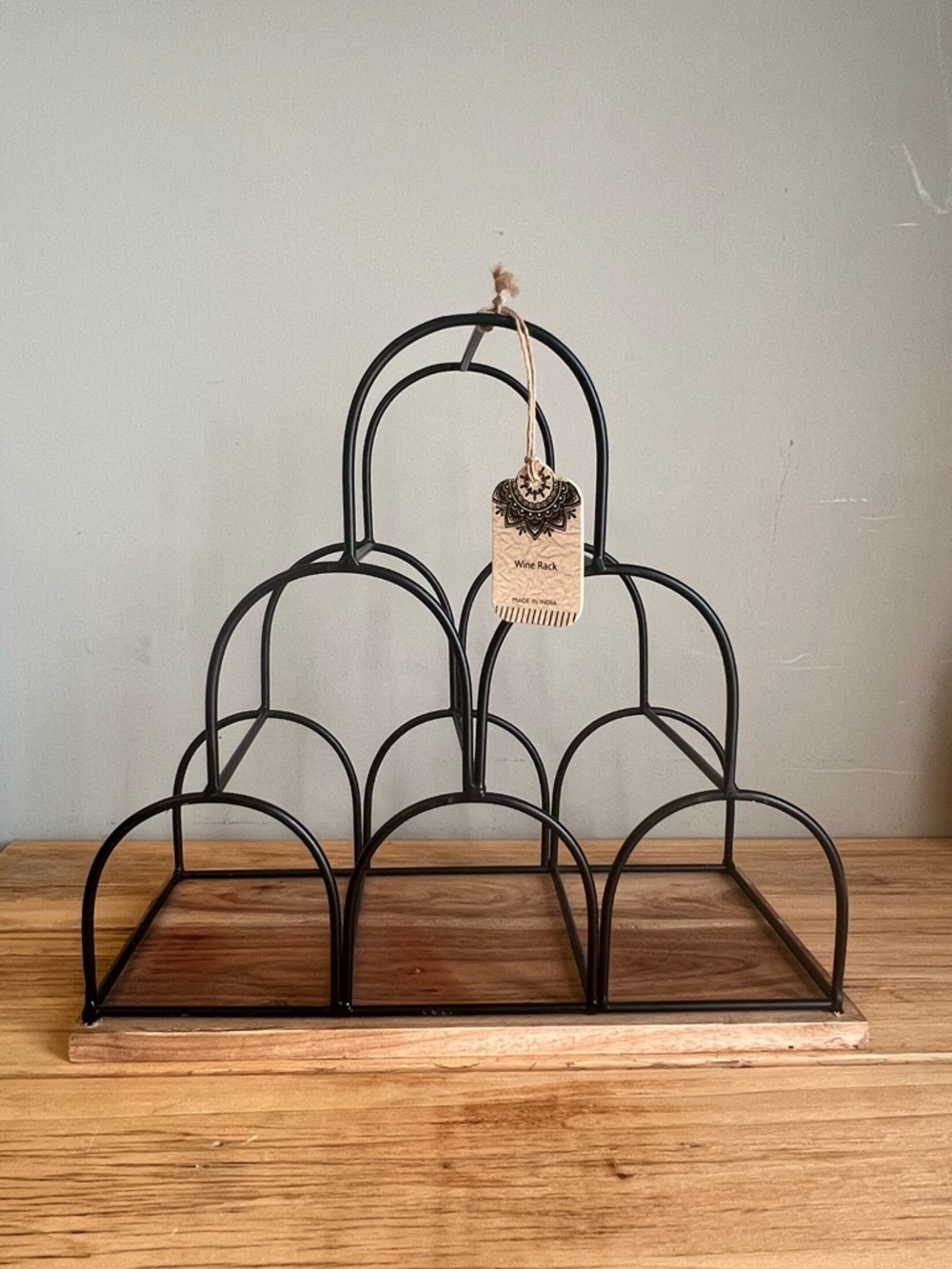Decorative Black Metal Wine Rack by